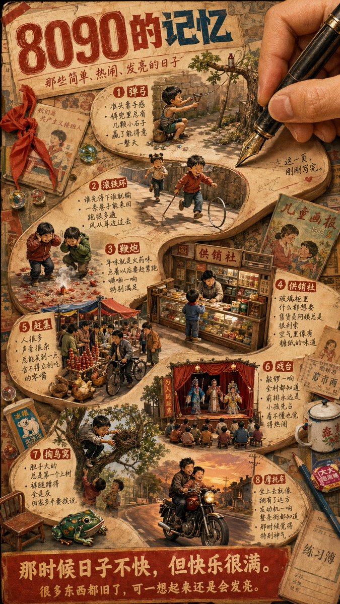 Nostalgic 80s 90s China Memory Poster AI image template preview