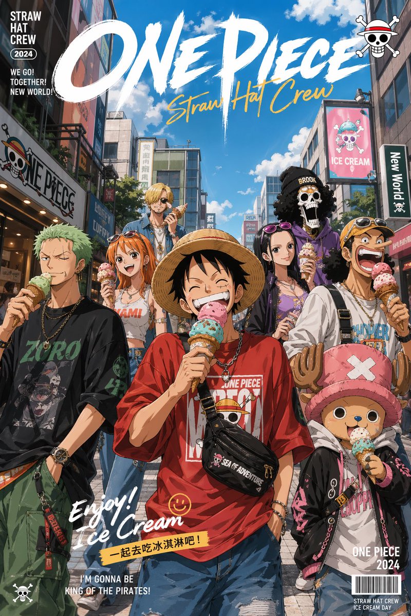 Anime Summer Street Poster AI image template preview