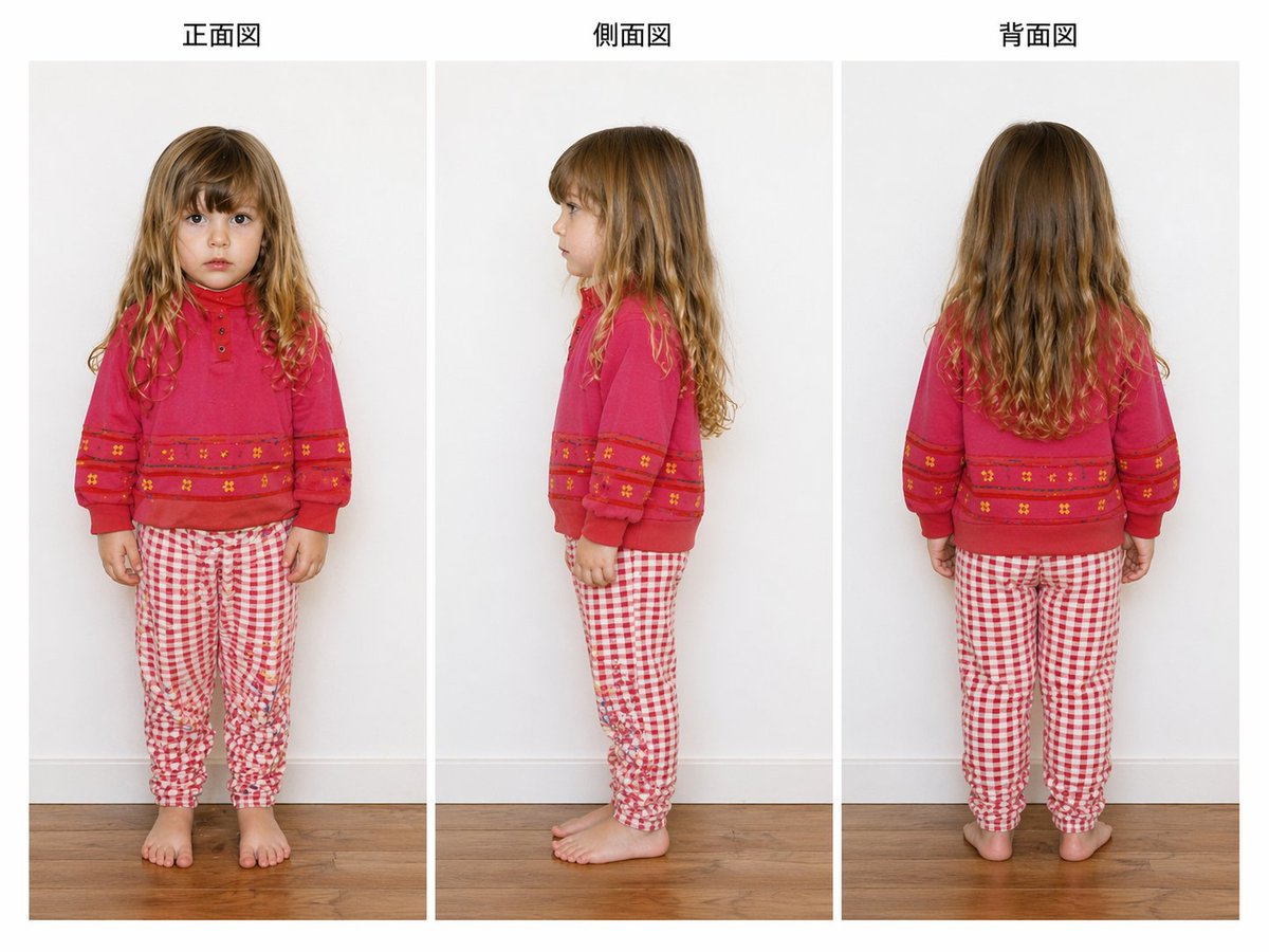 Child Three-View Clothing Reference AI image template preview