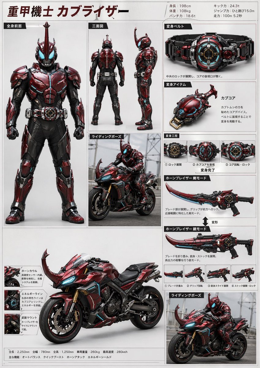 Tokusatsu Hero Reference Sheet AI image template preview