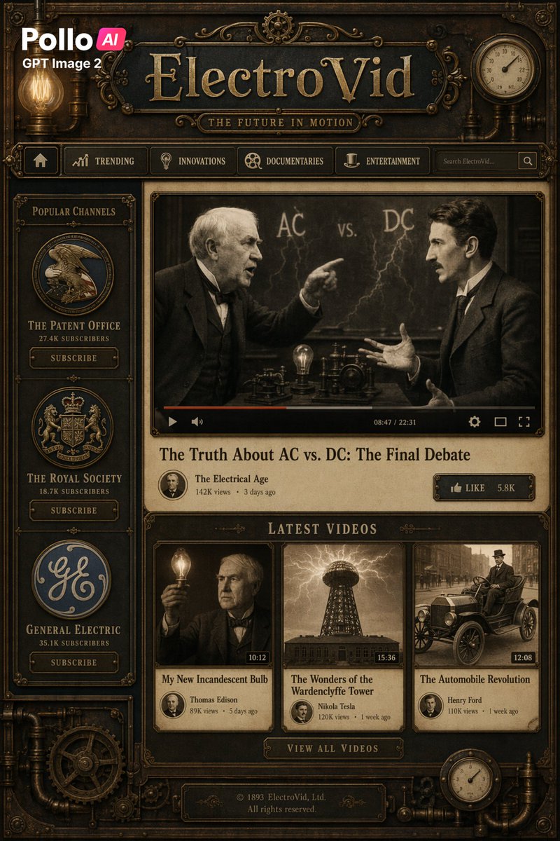 Steampunk ElectroVid Video Platform UI AI image template preview