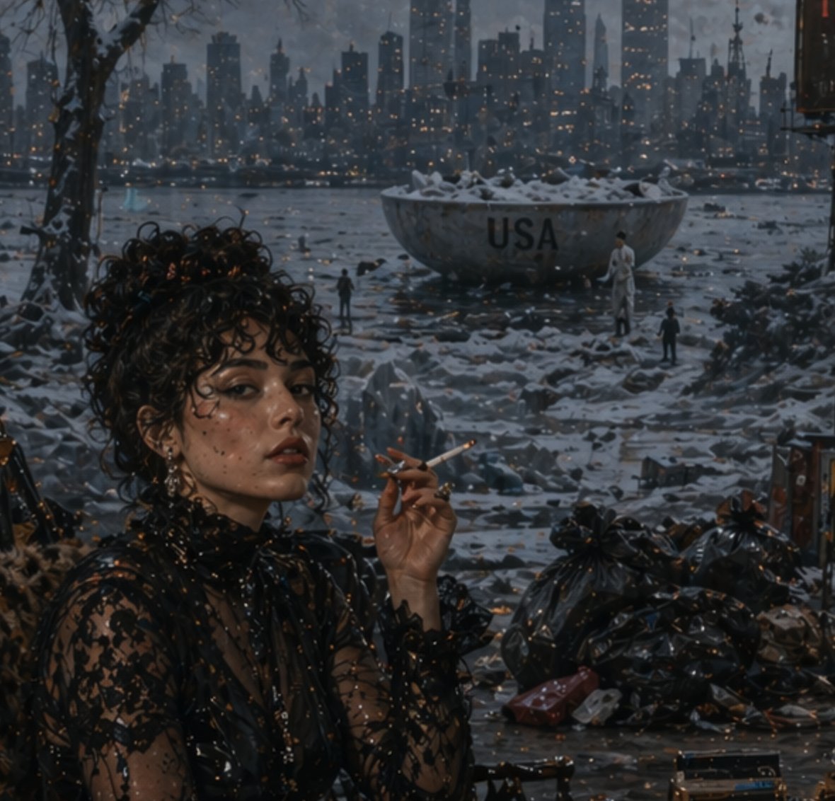 Dystopian Woman by Frozen Waterfront AI image template preview