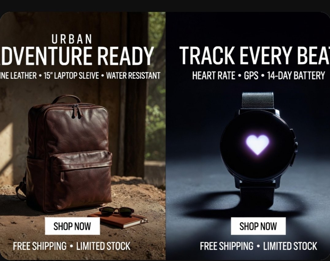 Split-Screen Product Ad Poster AI image template preview