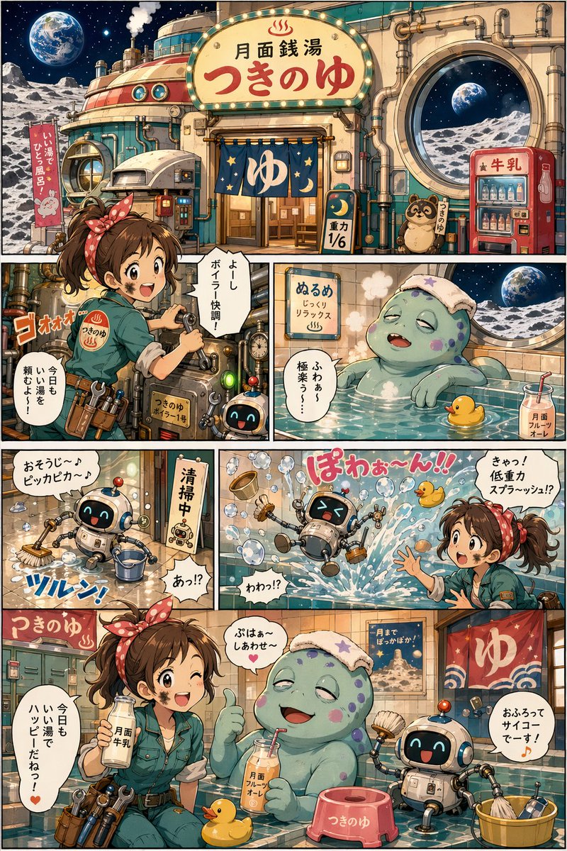 Moon Bathhouse Manga Page AI image template preview