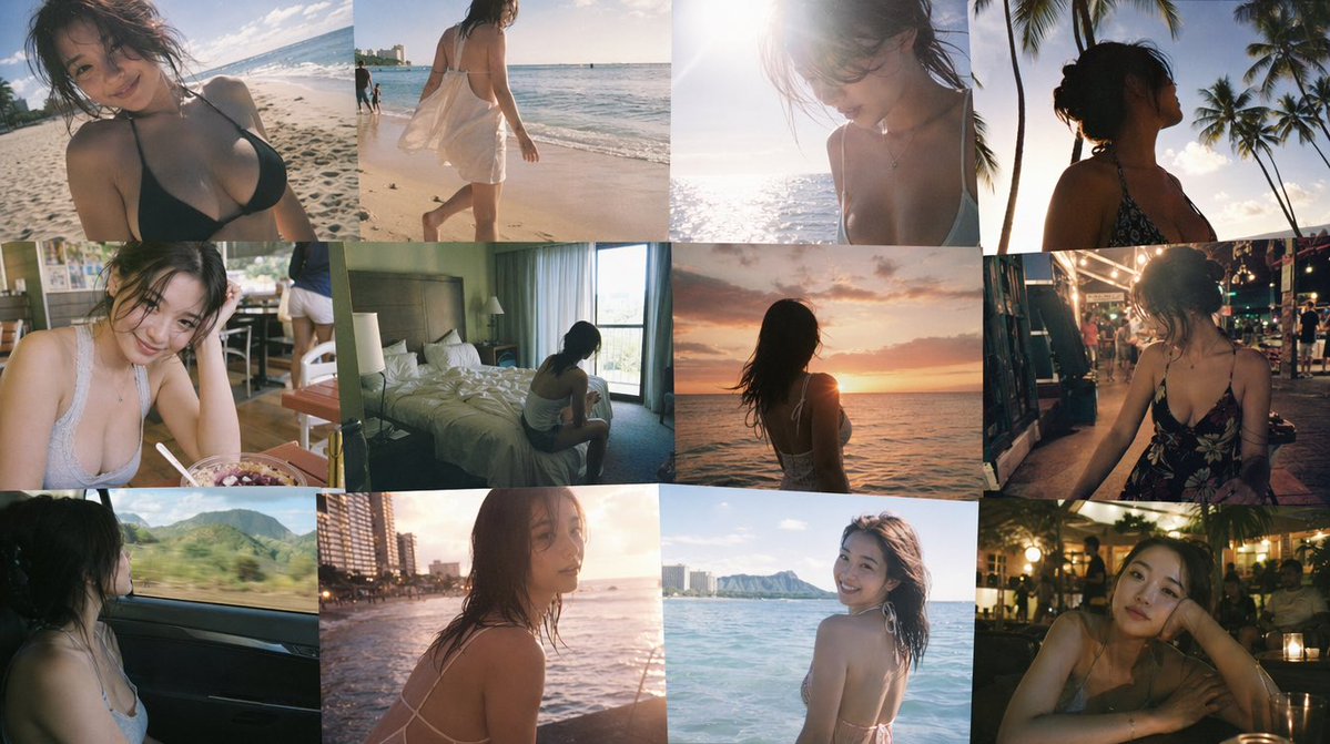 Emotional Hawaii Solo Travel Collage AI image template preview