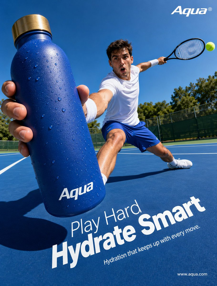 Tennis Hydration Ad Poster AI image template preview