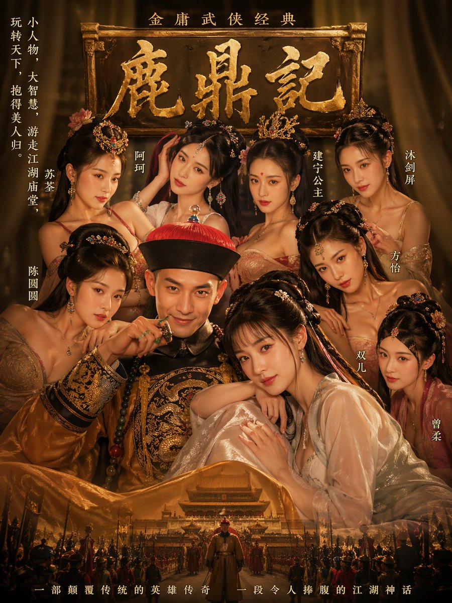 Golden Wuxia Palace Poster AI image template preview