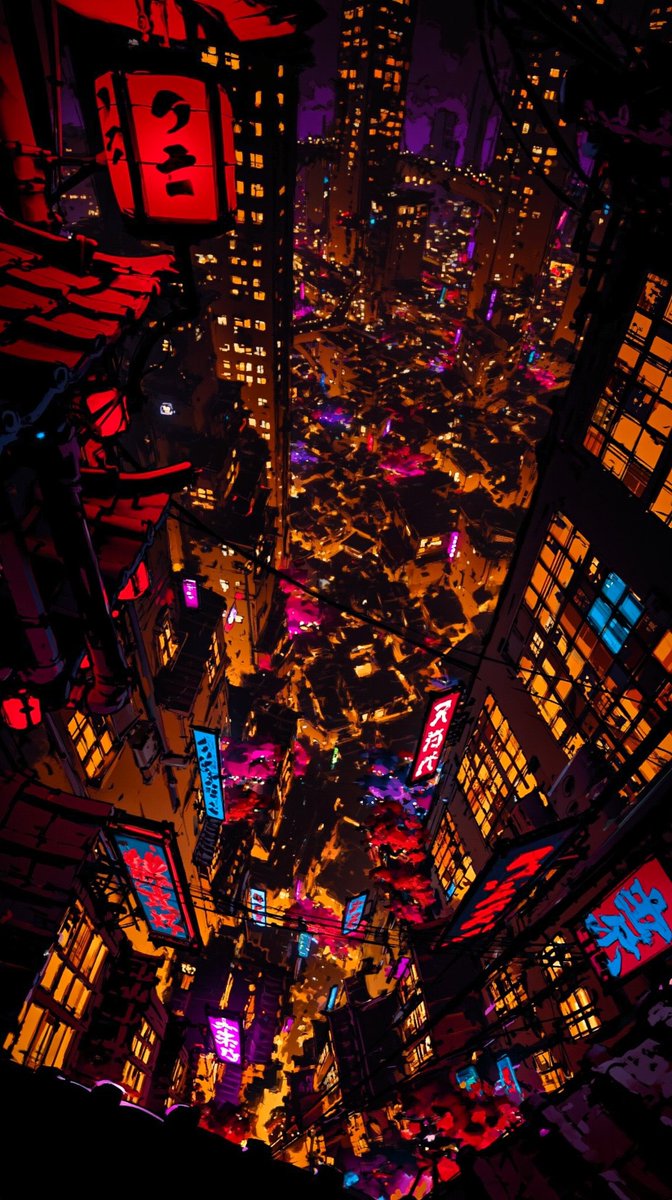Surreal Neon Japanese Megacity Overlook AI image template preview