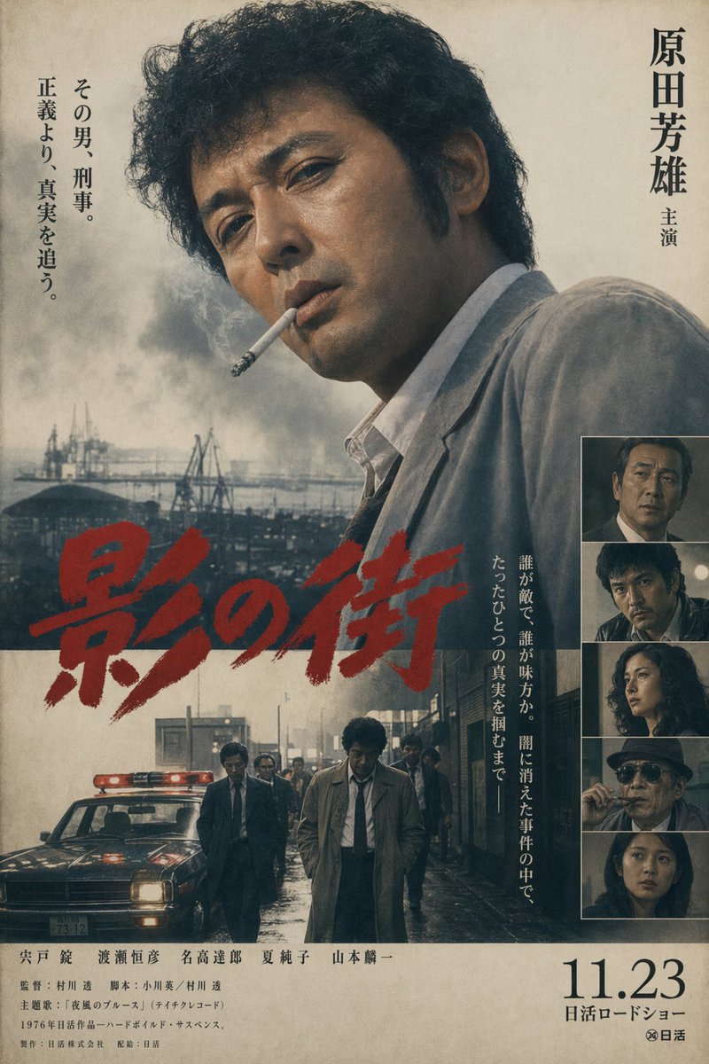 Vintage Japanese Crime Film Poster AI image template preview
