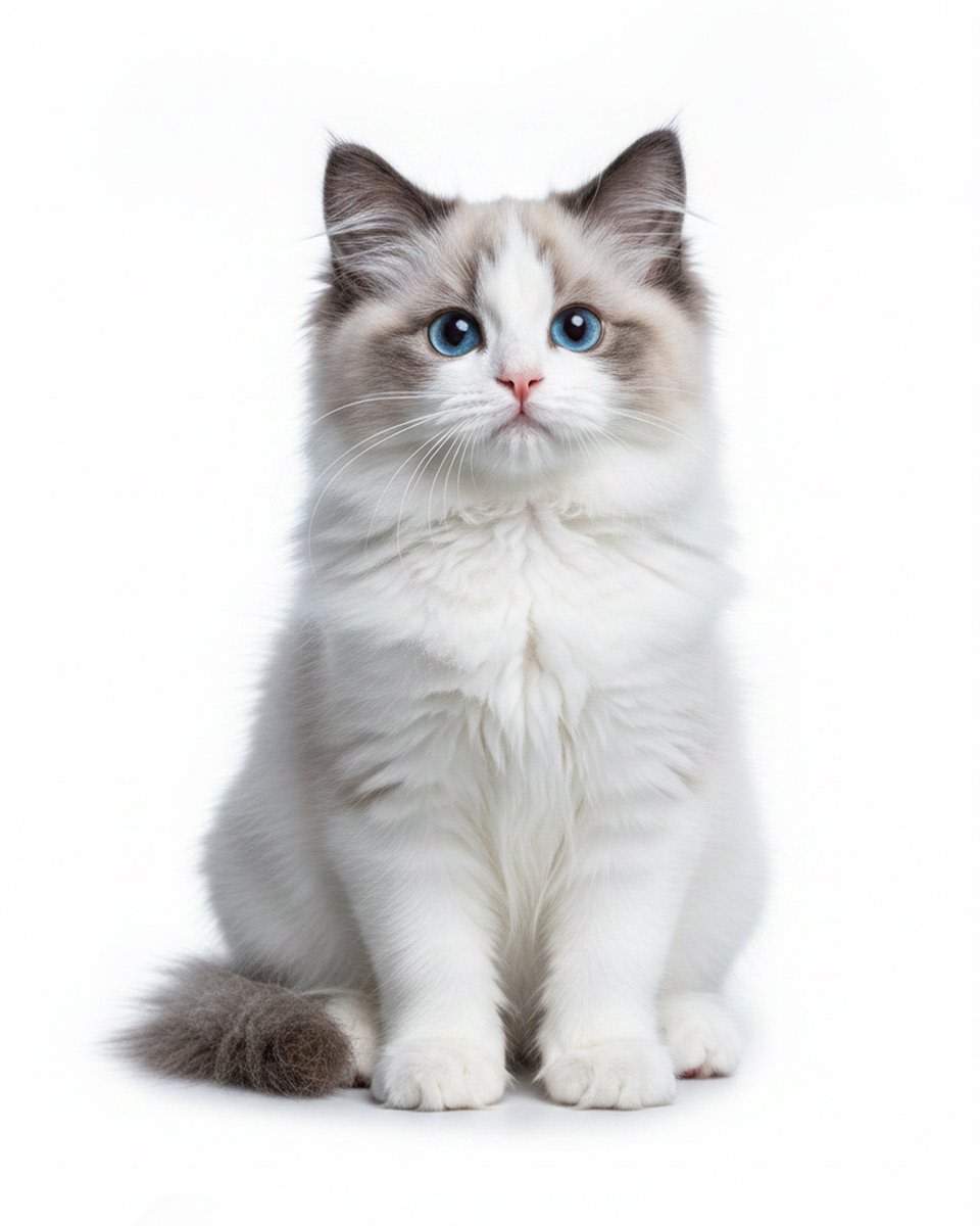 Studio Portrait of a Blue-Eyed Ragdoll Kitten AI image template preview