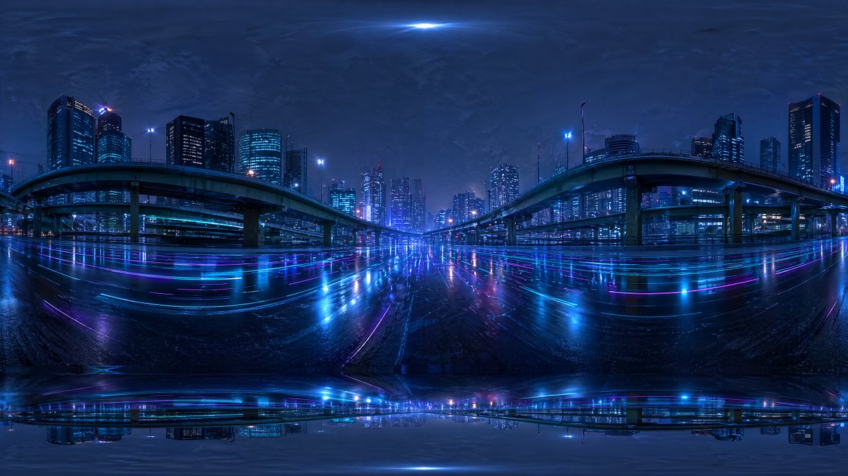 Cyberpunk City Highway HDRI AI image template preview