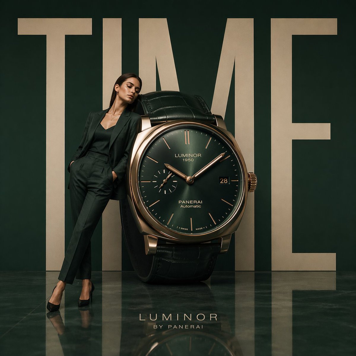 Minimalist Luxury Watch Ad AI image template preview