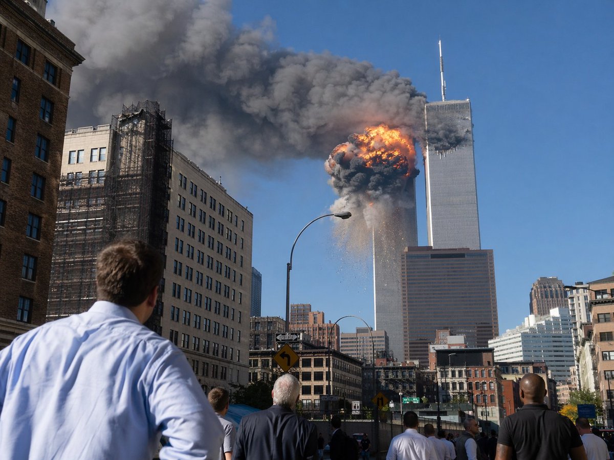 9/11 Twin Towers Street Photo AI image template preview