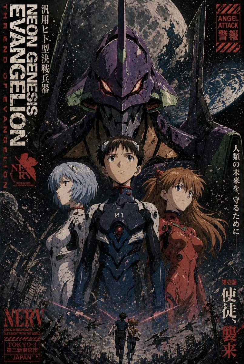 Gritty Evangelion Poster AI image template preview