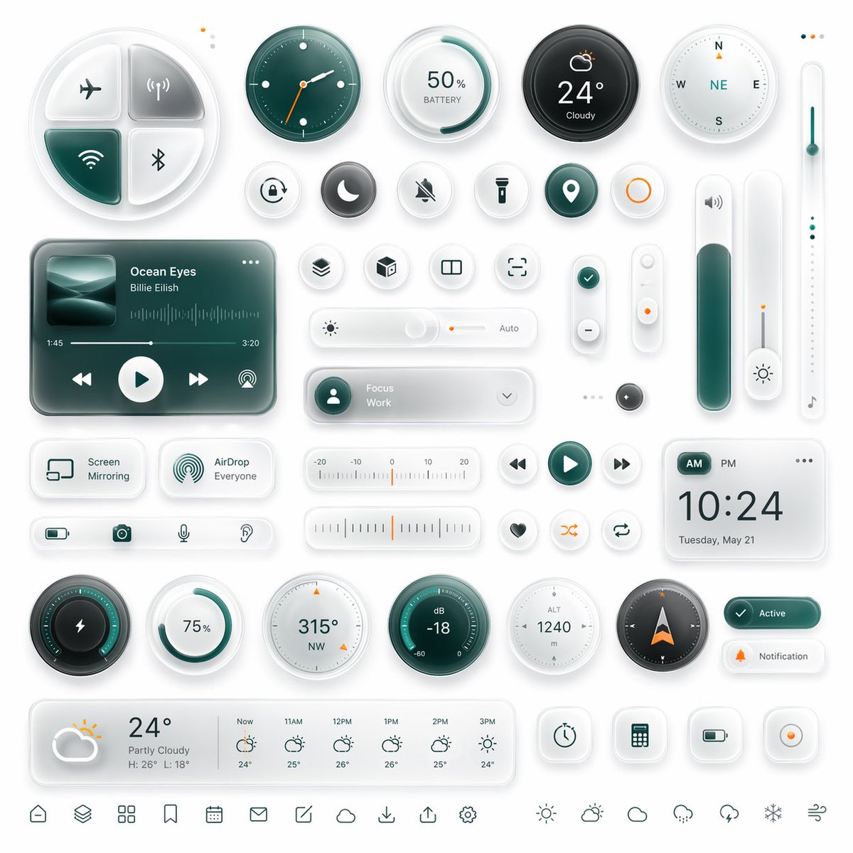 Glassmorphism Smart UI Kit AI image template preview