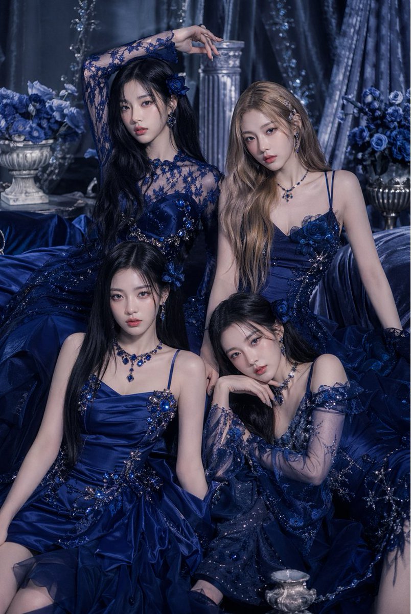 Blue Couture Group Portrait AI image template preview