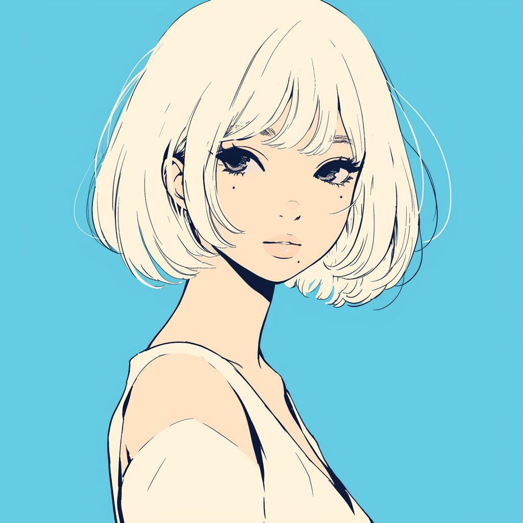 Minimalist Anime Girl Side Profile AI image template preview
