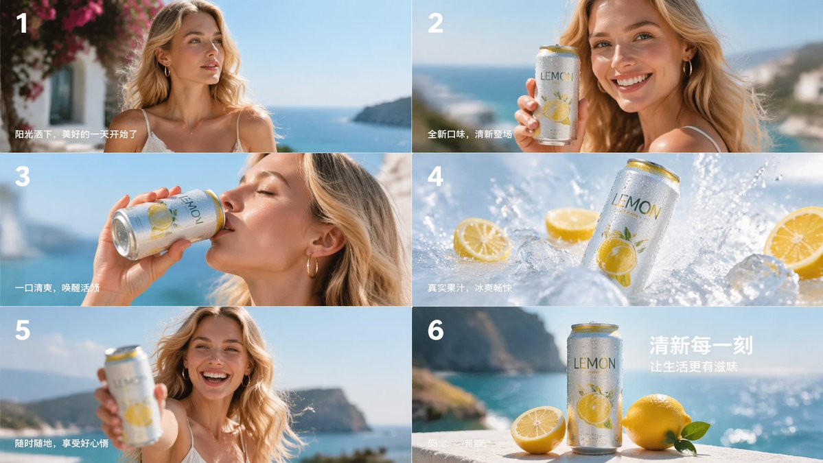 Lemon Drink Ad Storyboard AI image template preview