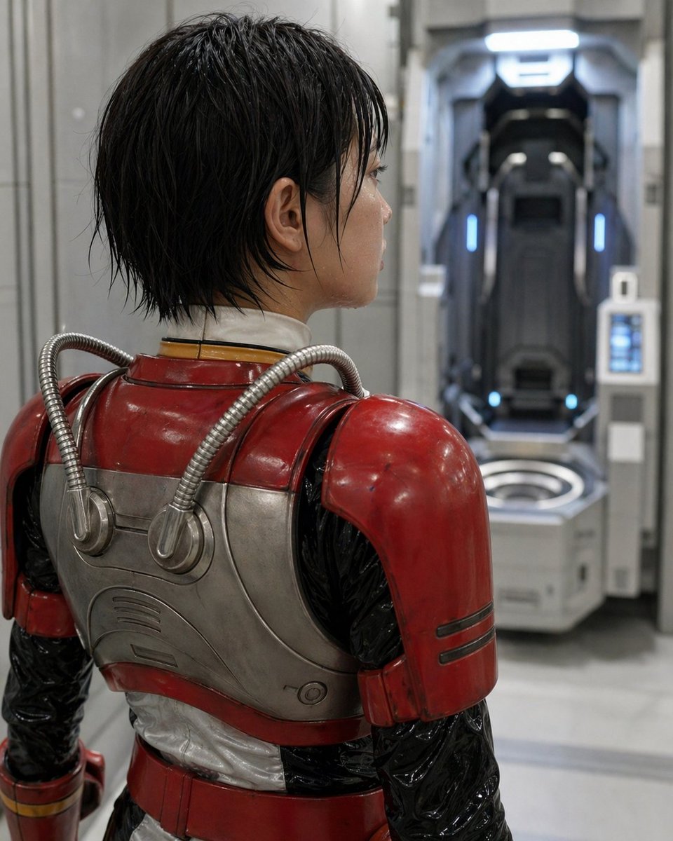 Retro Sci-Fi Armor Back View AI image template preview