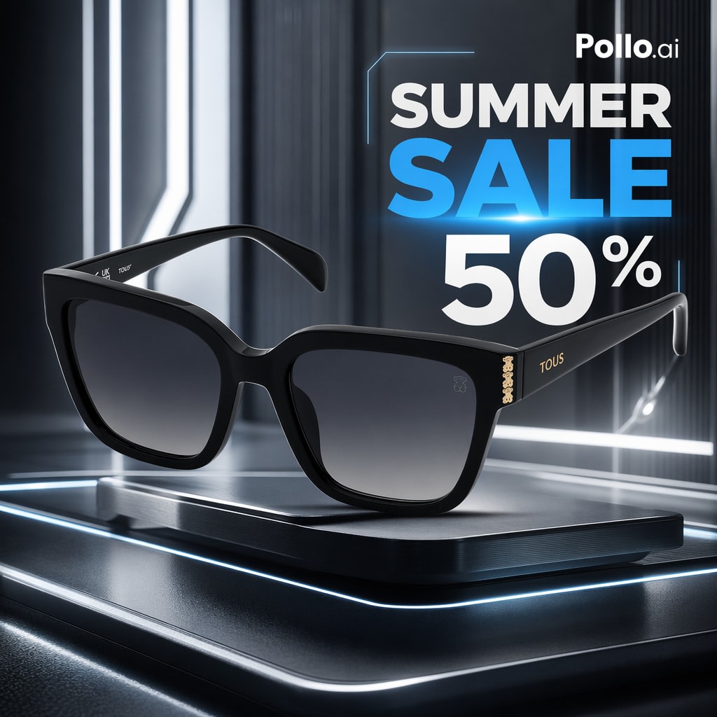 Luxury Sunglasses Summer Sale Ad AI image template preview