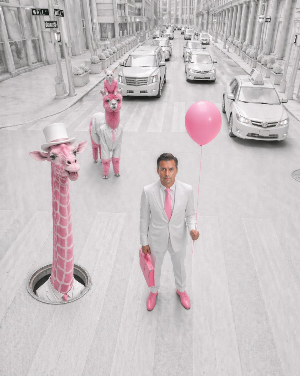 Pink Surreal Wall Street Fashion Scene AI image template preview