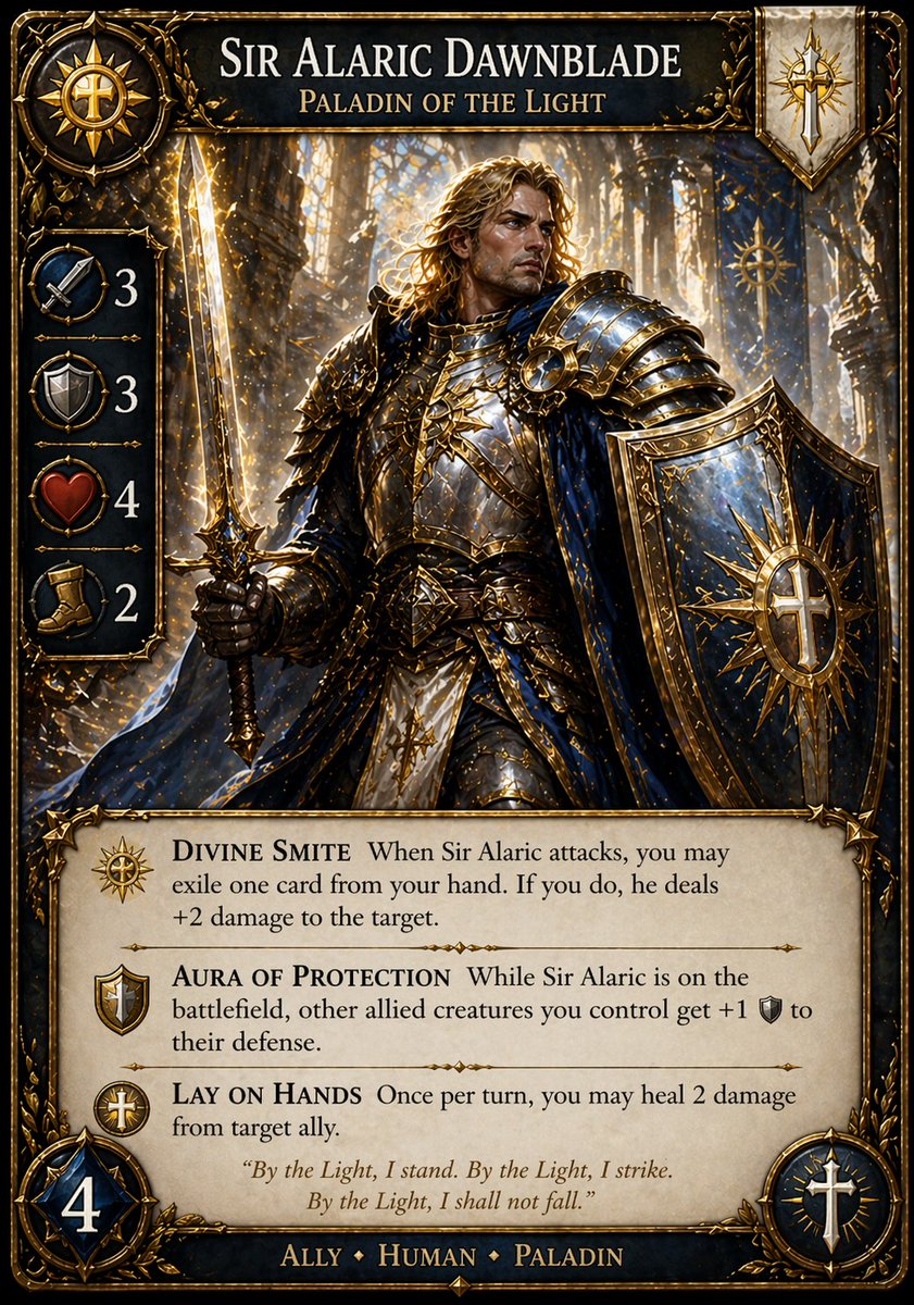 Fantasy Paladin Trading Card AI image template preview