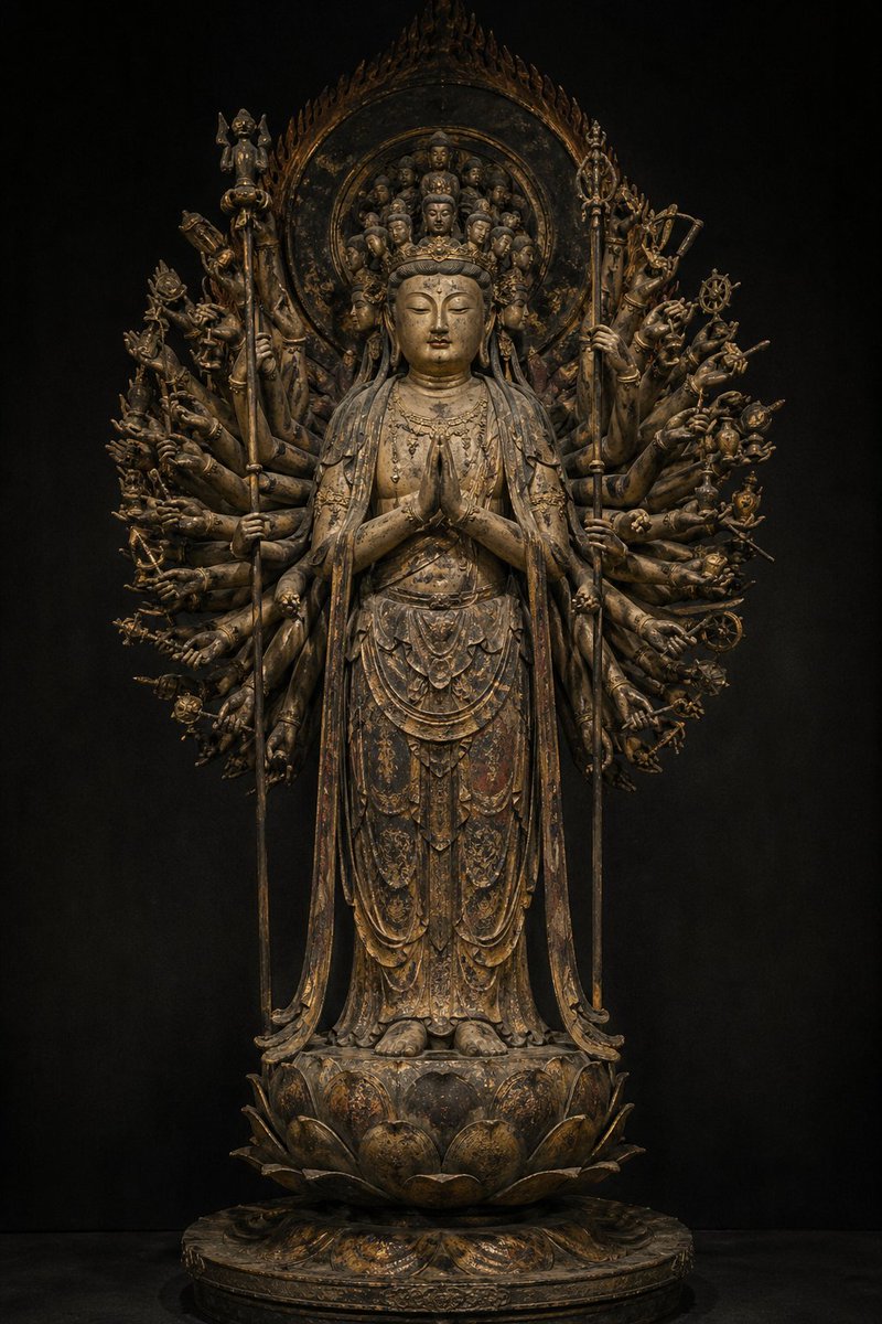 Traditional Japanese Buddhist Statue AI image template preview