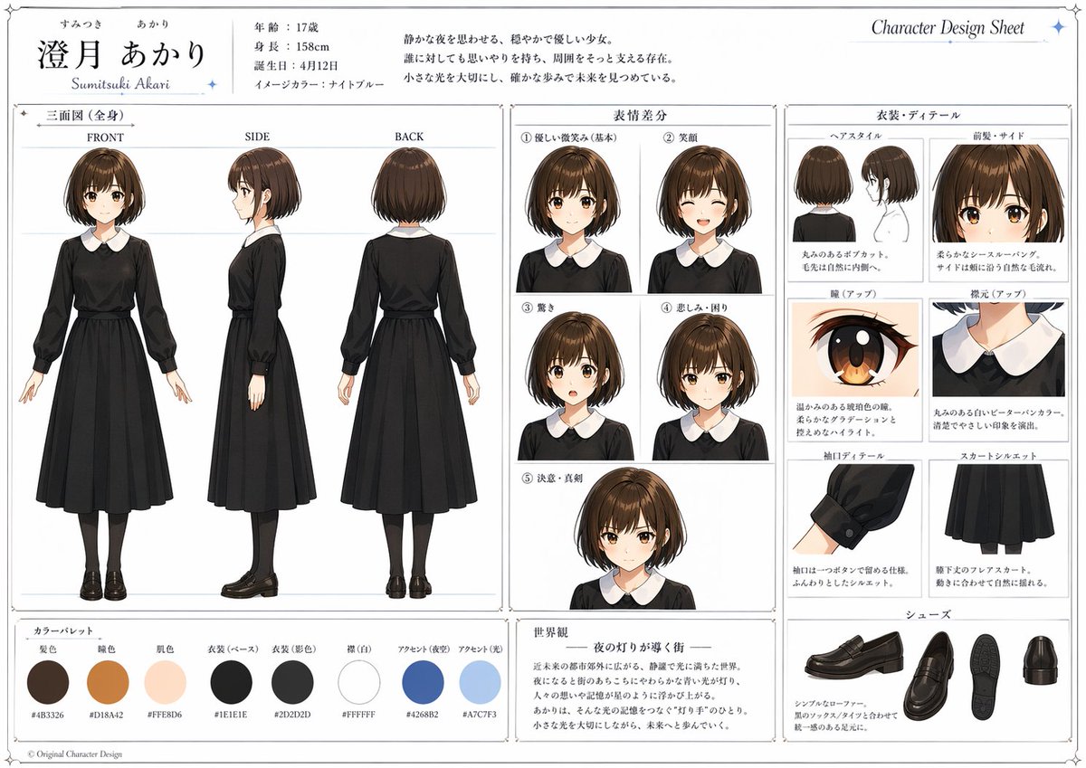 Anime Character Design Sheet AI image template preview