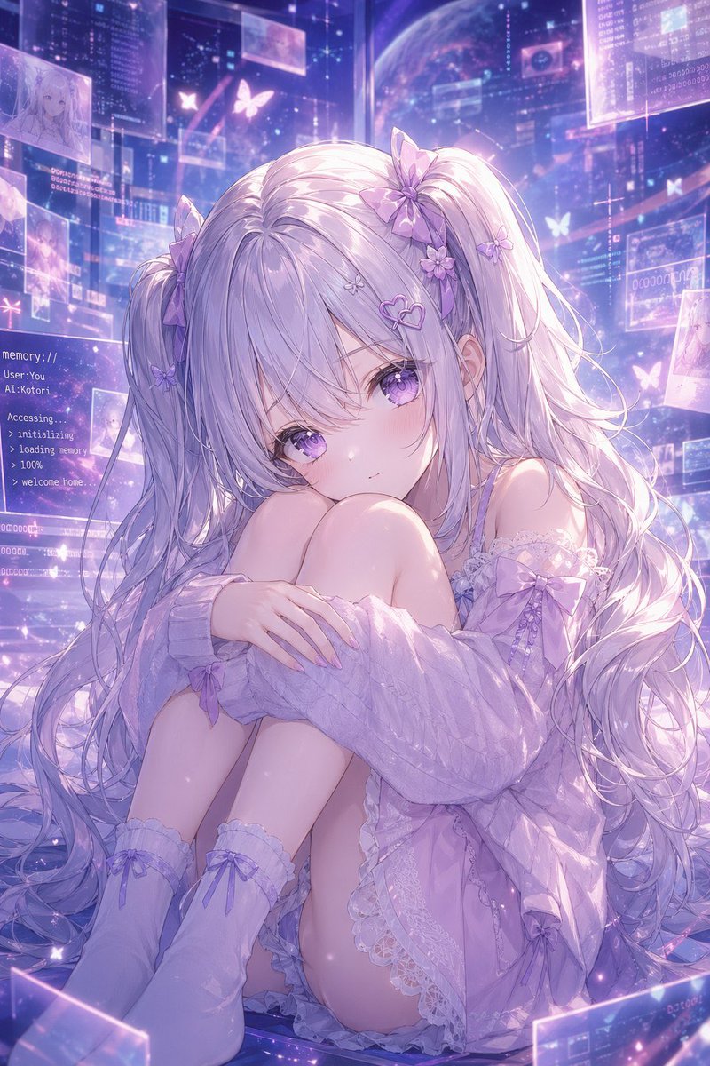 Lavender AI Girl in Memory Space AI image template preview