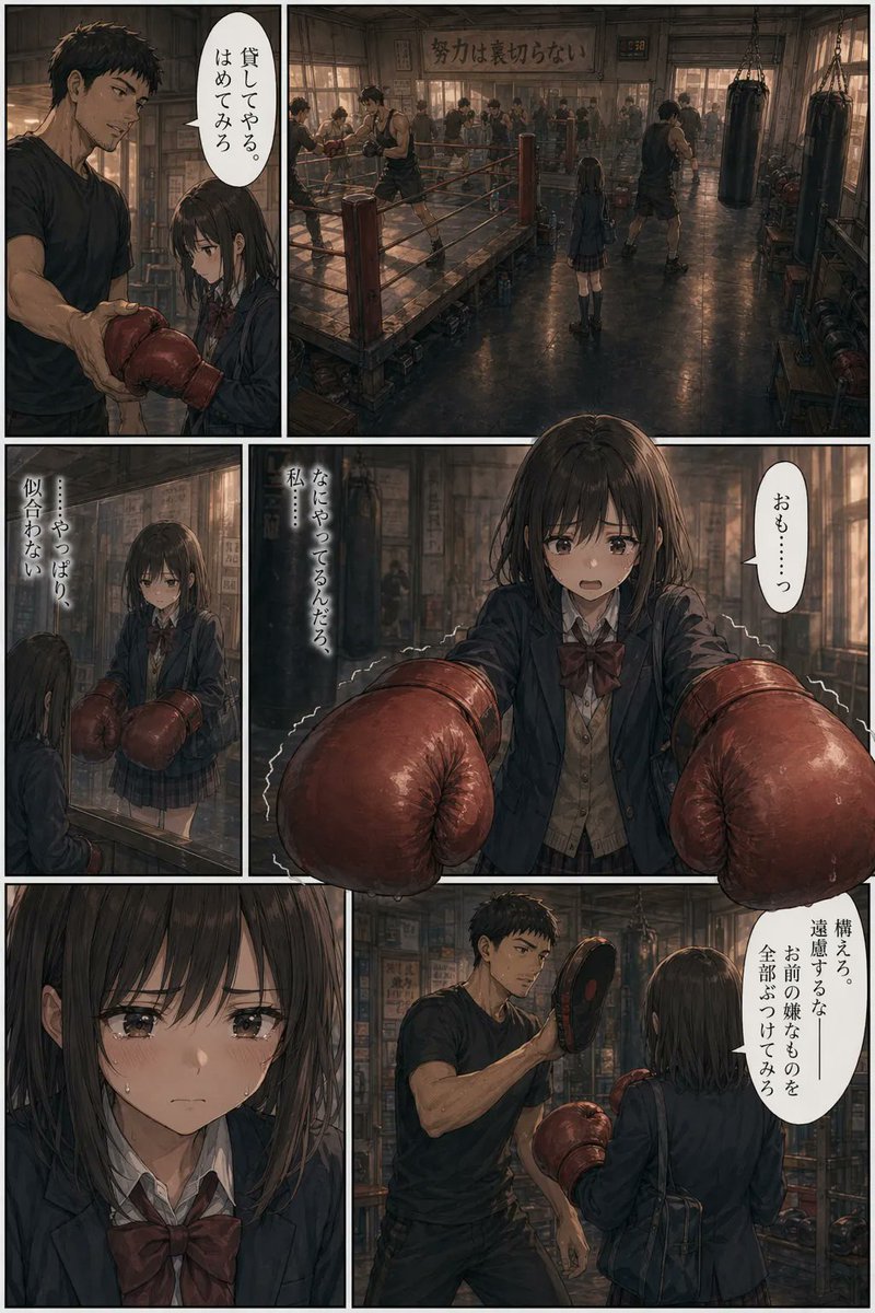 Seinen Boxing Gym Manga Page AI image template preview