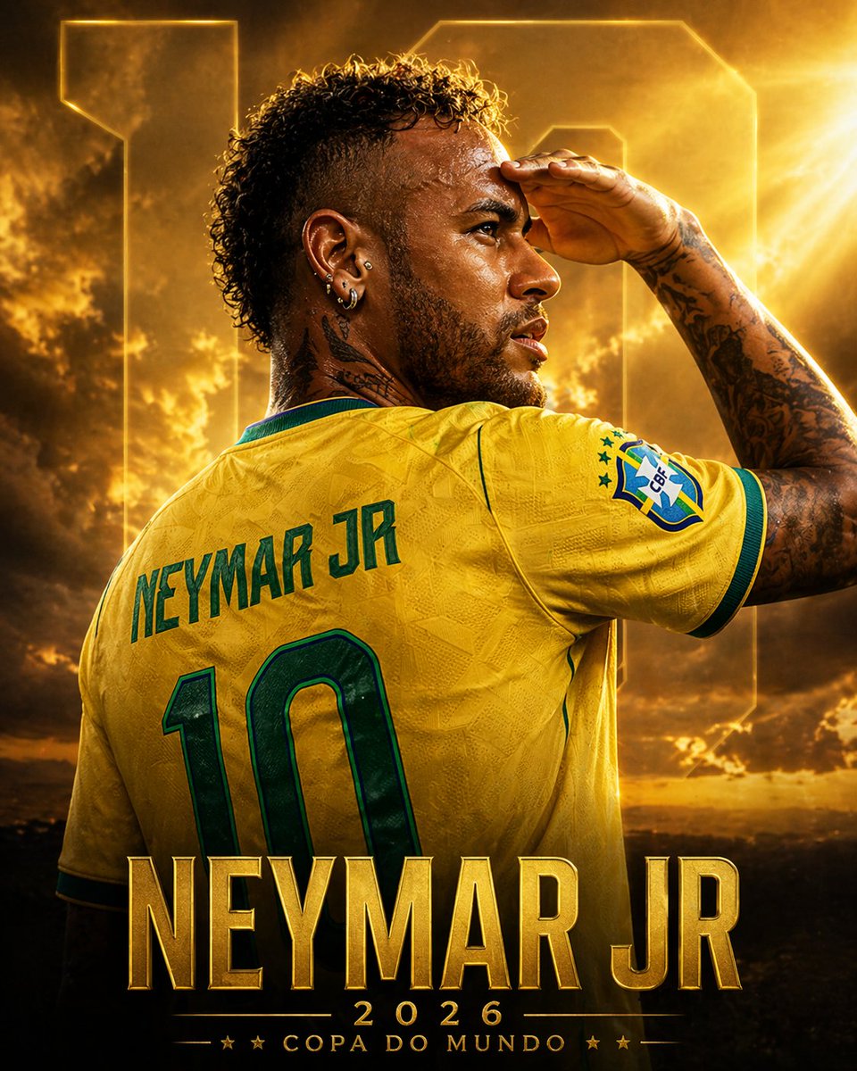 Golden Neymar World Cup Poster AI image template preview