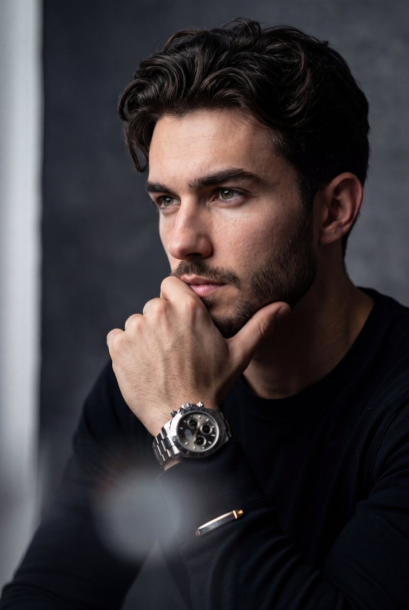 Hyper-Realistic Stoic Portrait AI image template preview