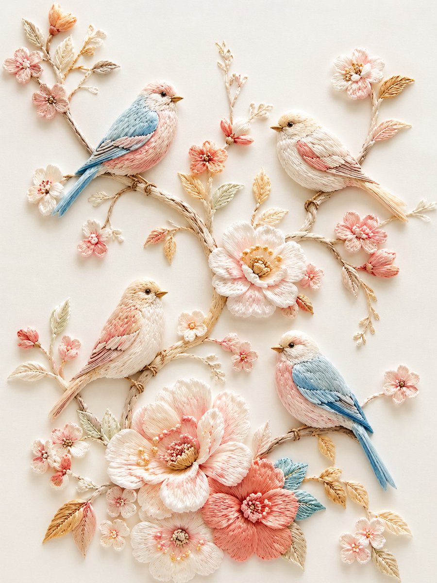 Exquisite Relief Embroidery Illustration AI image template preview