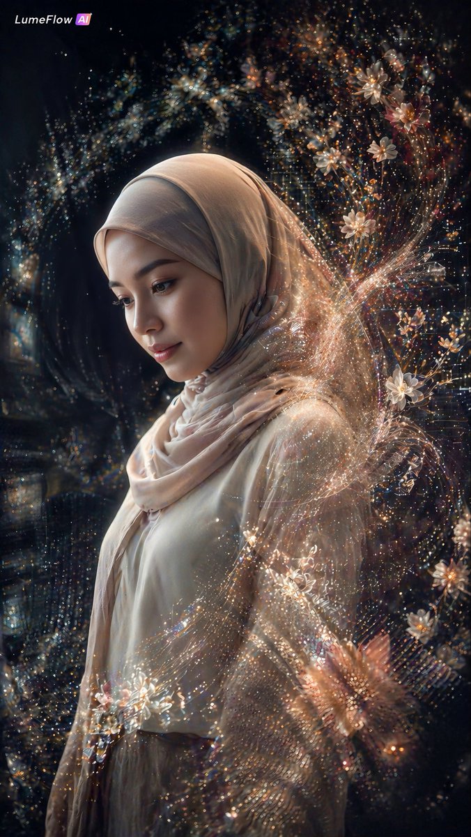 Ethereal Hijab Portrait in Golden Light AI image template preview