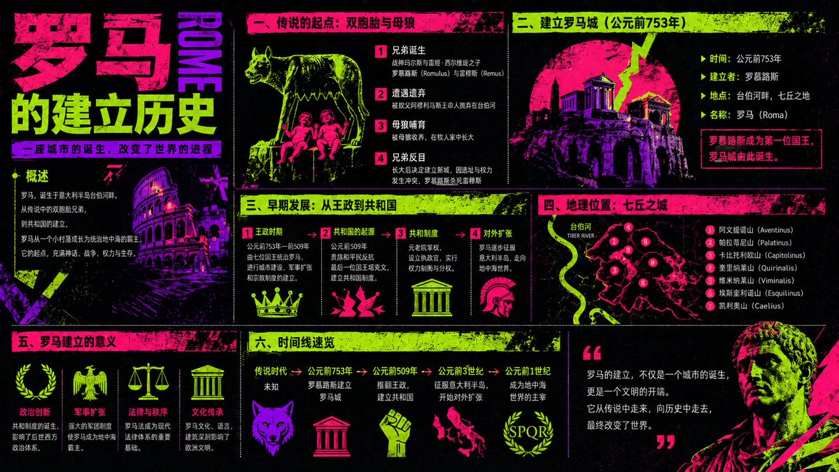 Neon Rome History Infographic AI image template preview