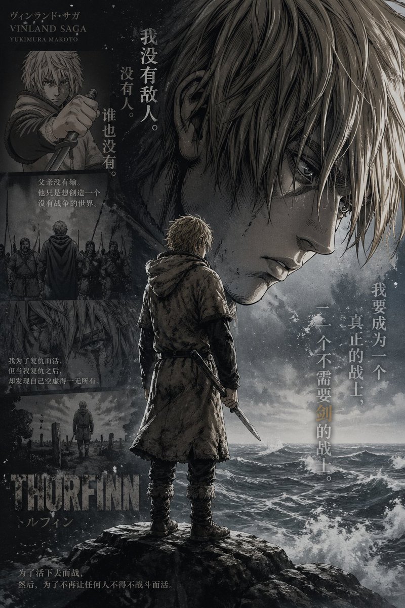 Vinland Saga Thorfinn Storm Poster AI image template preview
