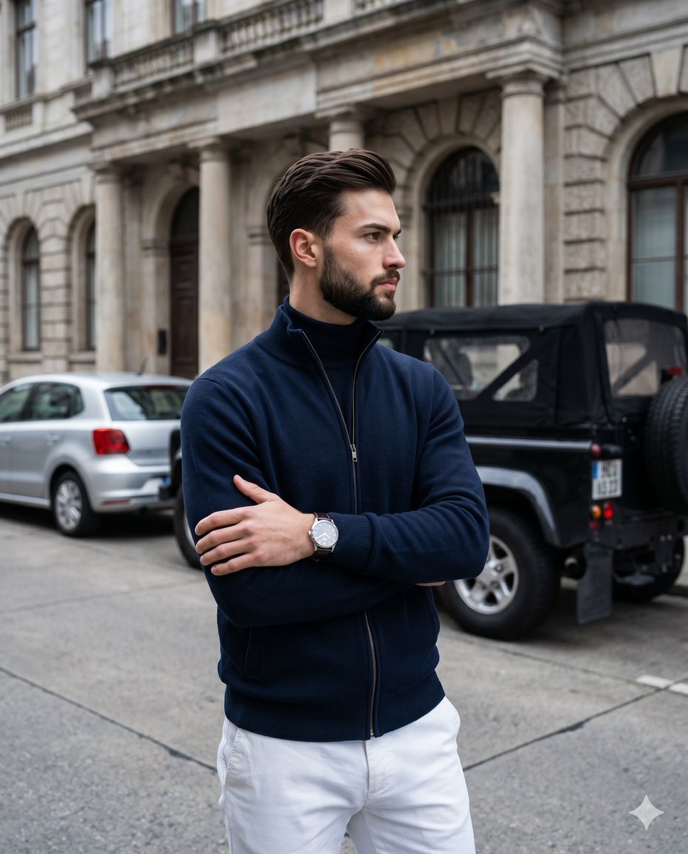Luxury Menswear Street Portrait AI image template preview