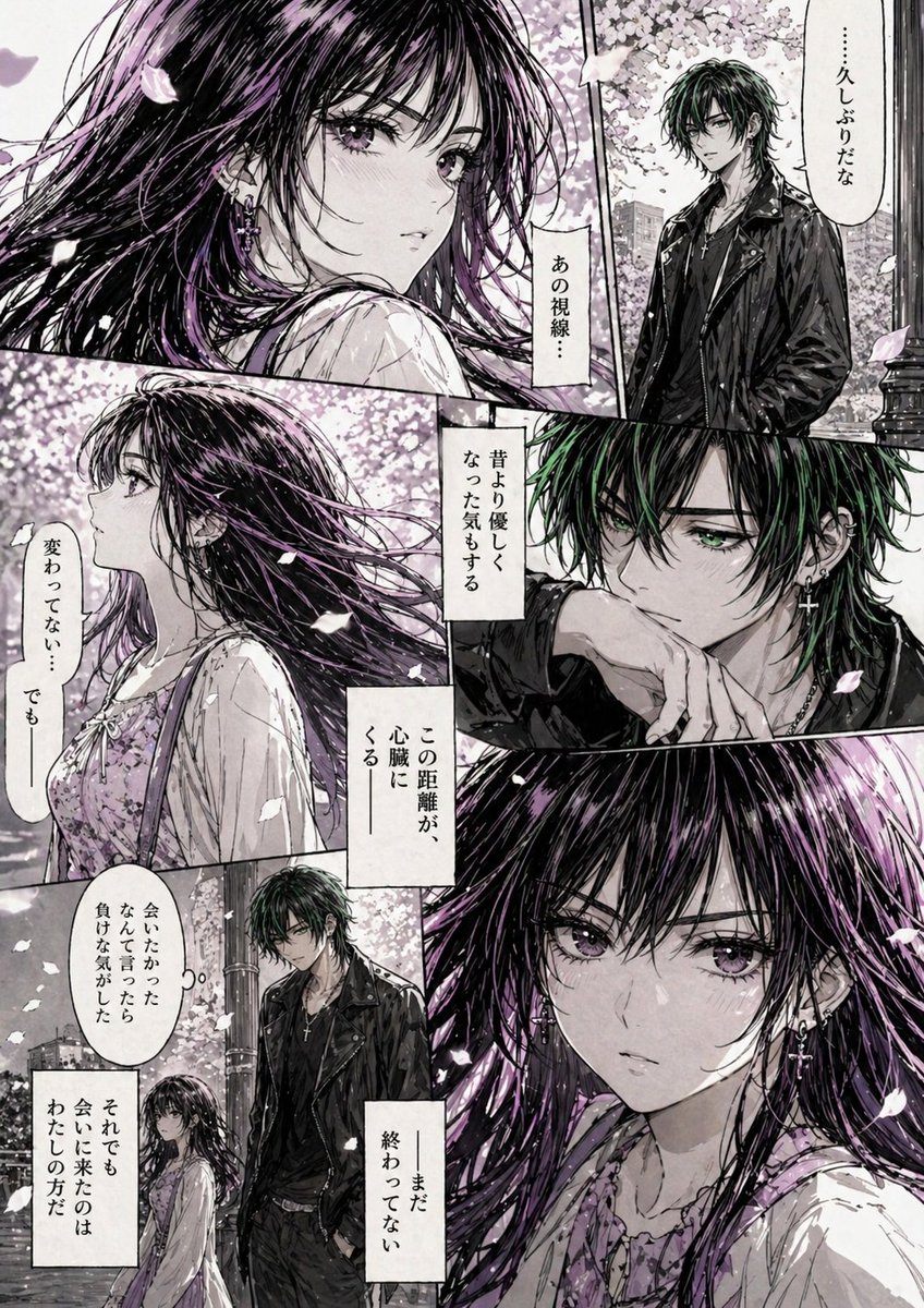 Hard-Boiled Sakura Reunion Manga Page AI image template preview