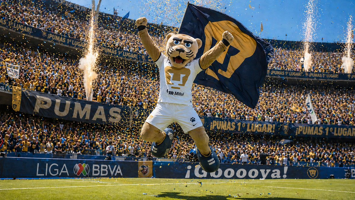 Pumas Mascot Stadium Victory AI image template preview