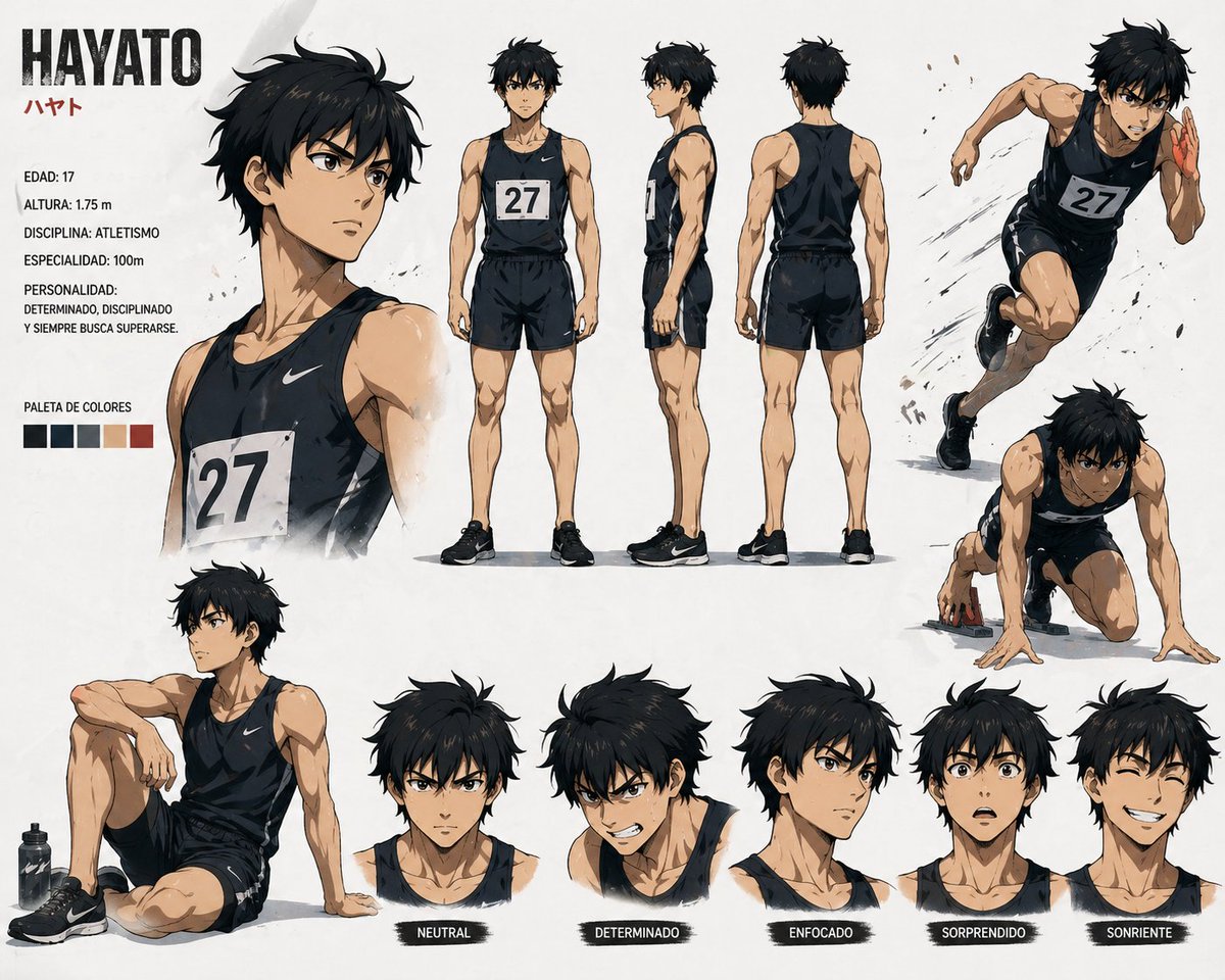 Anime Sprinter Character Sheet AI image template preview