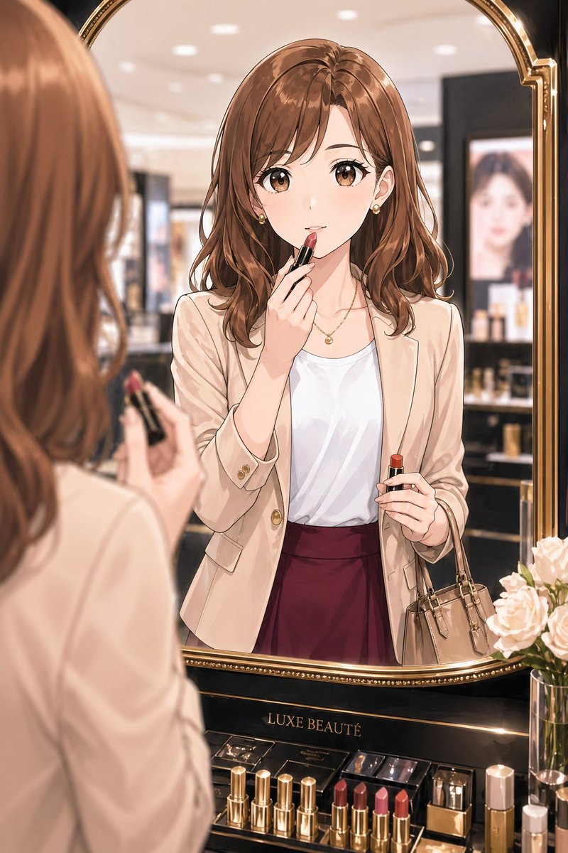 Elegant Office Lady at Beauty Counter AI image template preview