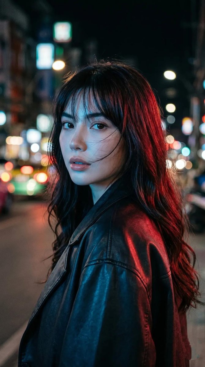 Cyberpunk Neon Portrait AI image template preview