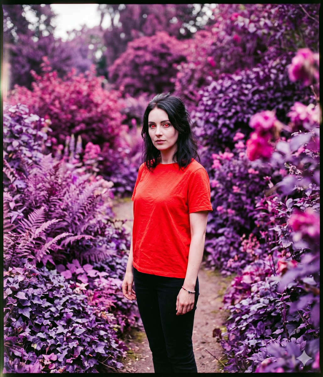 False-Color Garden Portrait AI image template preview