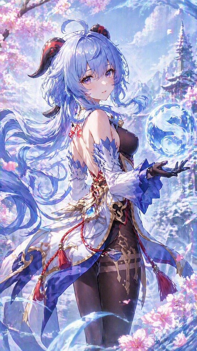 Icy Fantasy Anime Woman in Blossom Snow AI image template preview