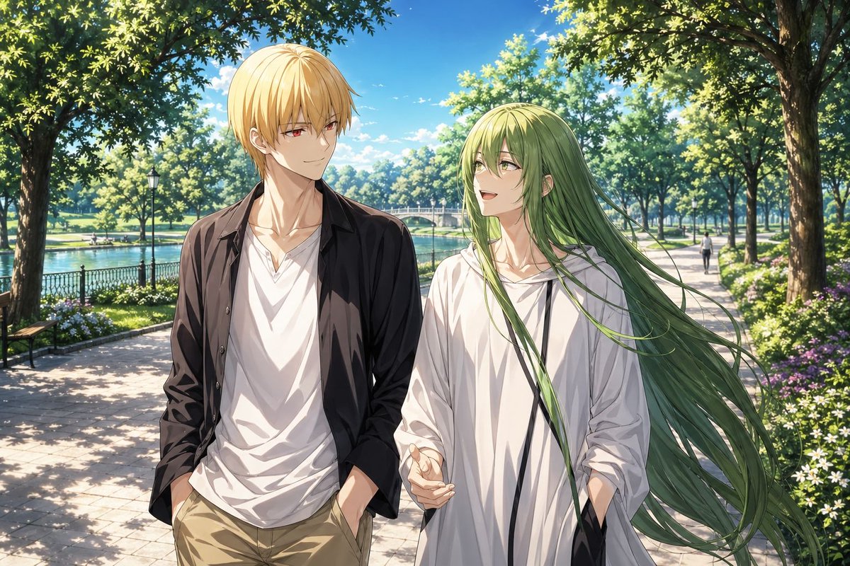 Anime Park Date Illustration AI image template preview