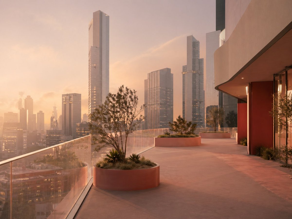 Luxury Sunset Rooftop Terrace AI image template preview