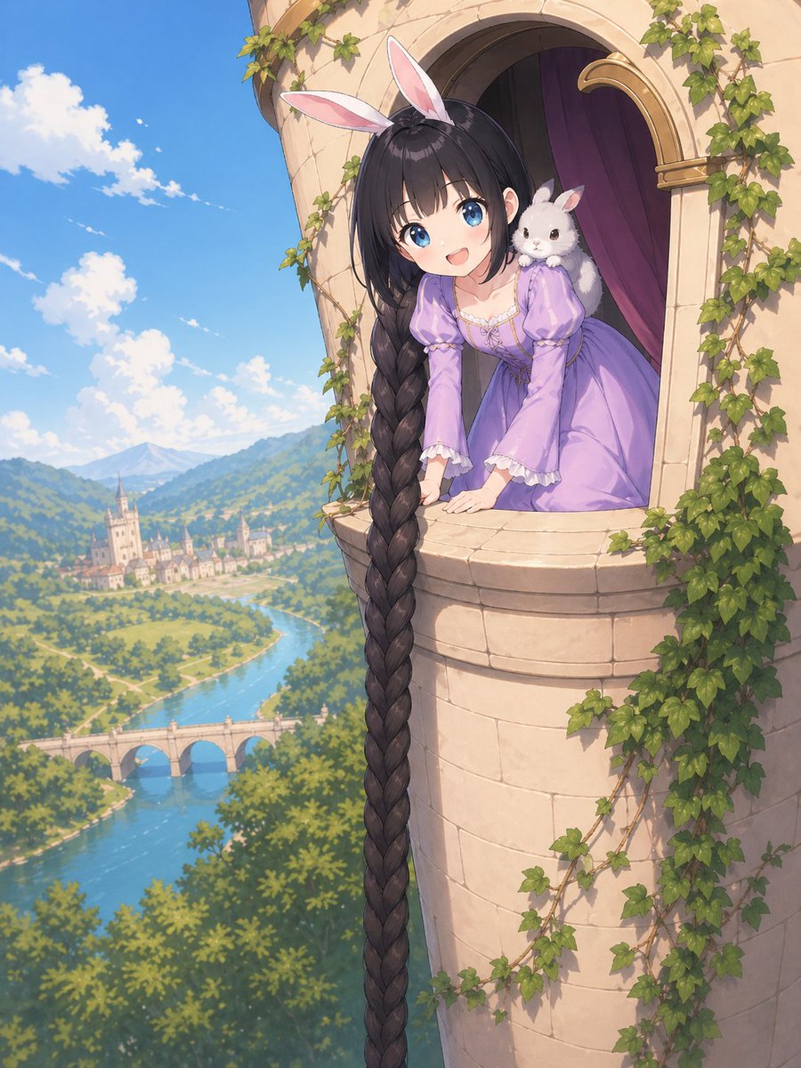 Anime Rapunzel Tower Scene AI image template preview