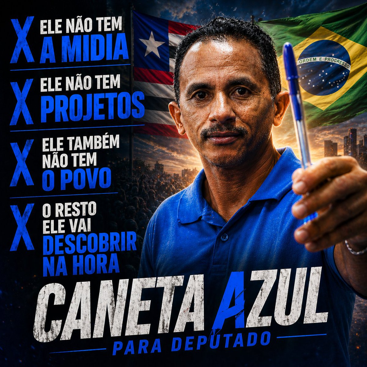 Blue Pen Campaign Poster AI image template preview