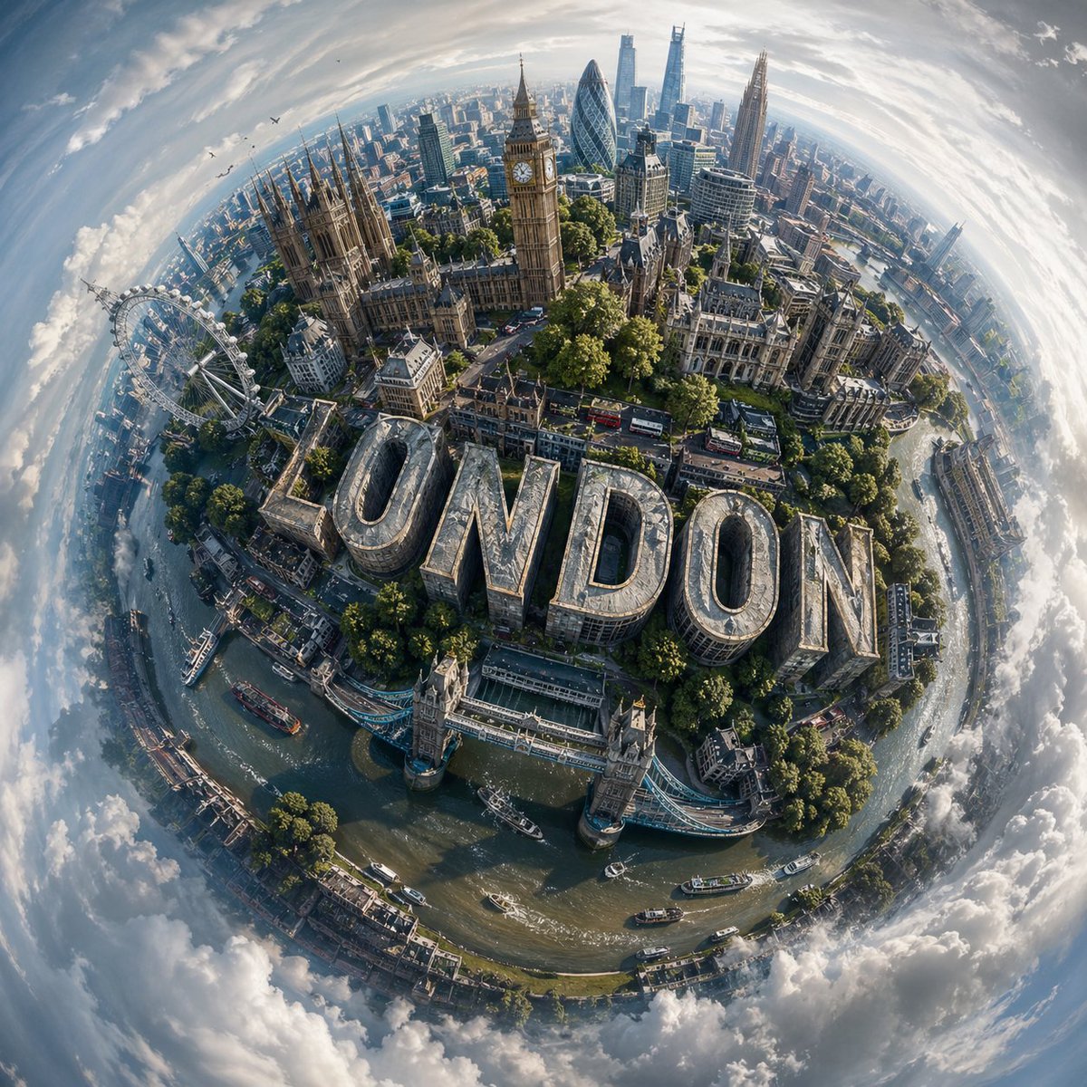 Spherical Miniature World Cityscape AI image template preview