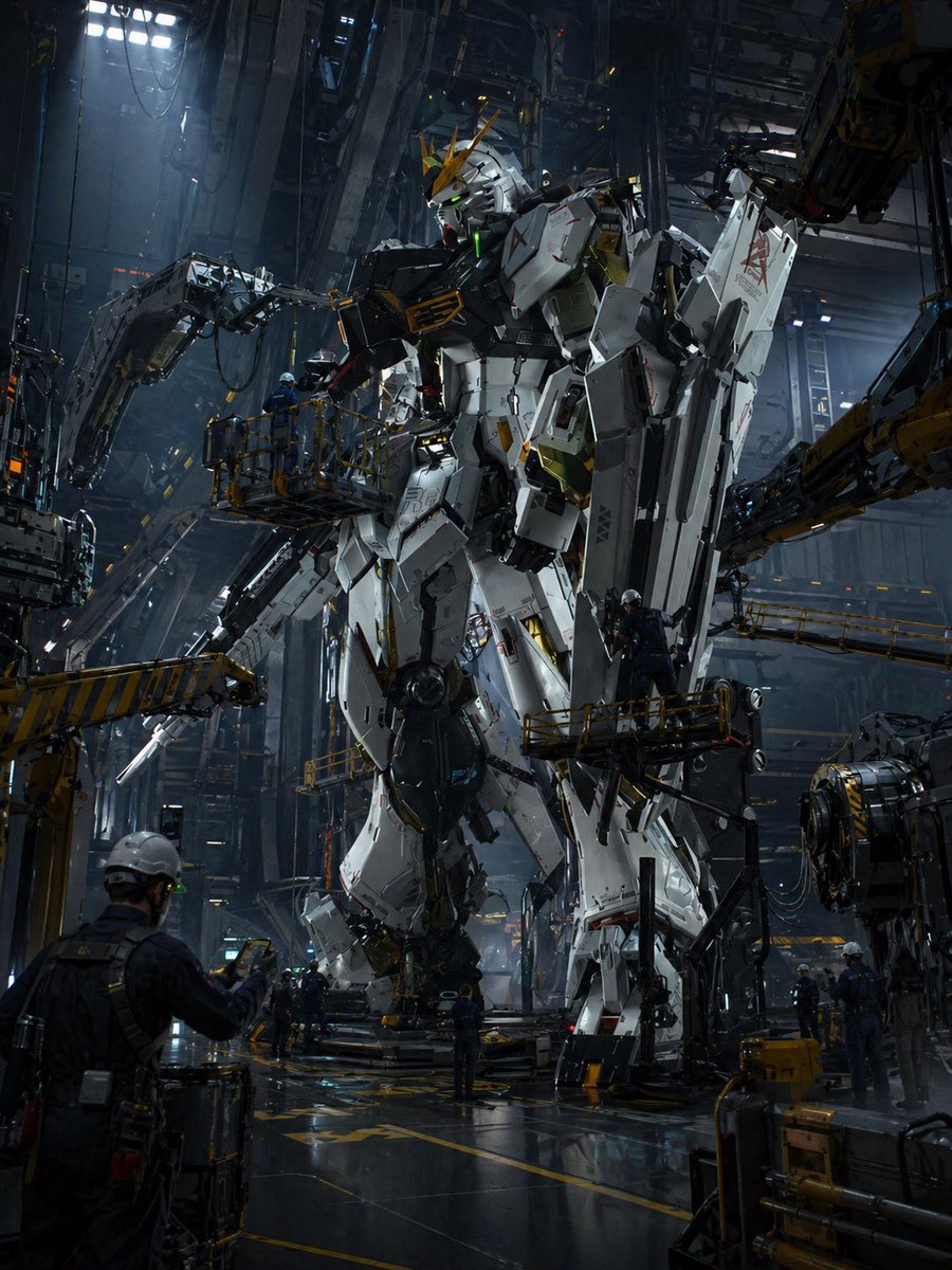 Gundam Maintenance Scene Transformation AI image template preview